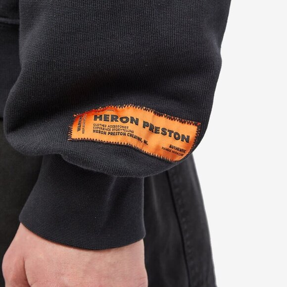 Heron Preston Black Censored Heron Crewneck Sweatshirt Men’s Size L - Picture 2 of 7